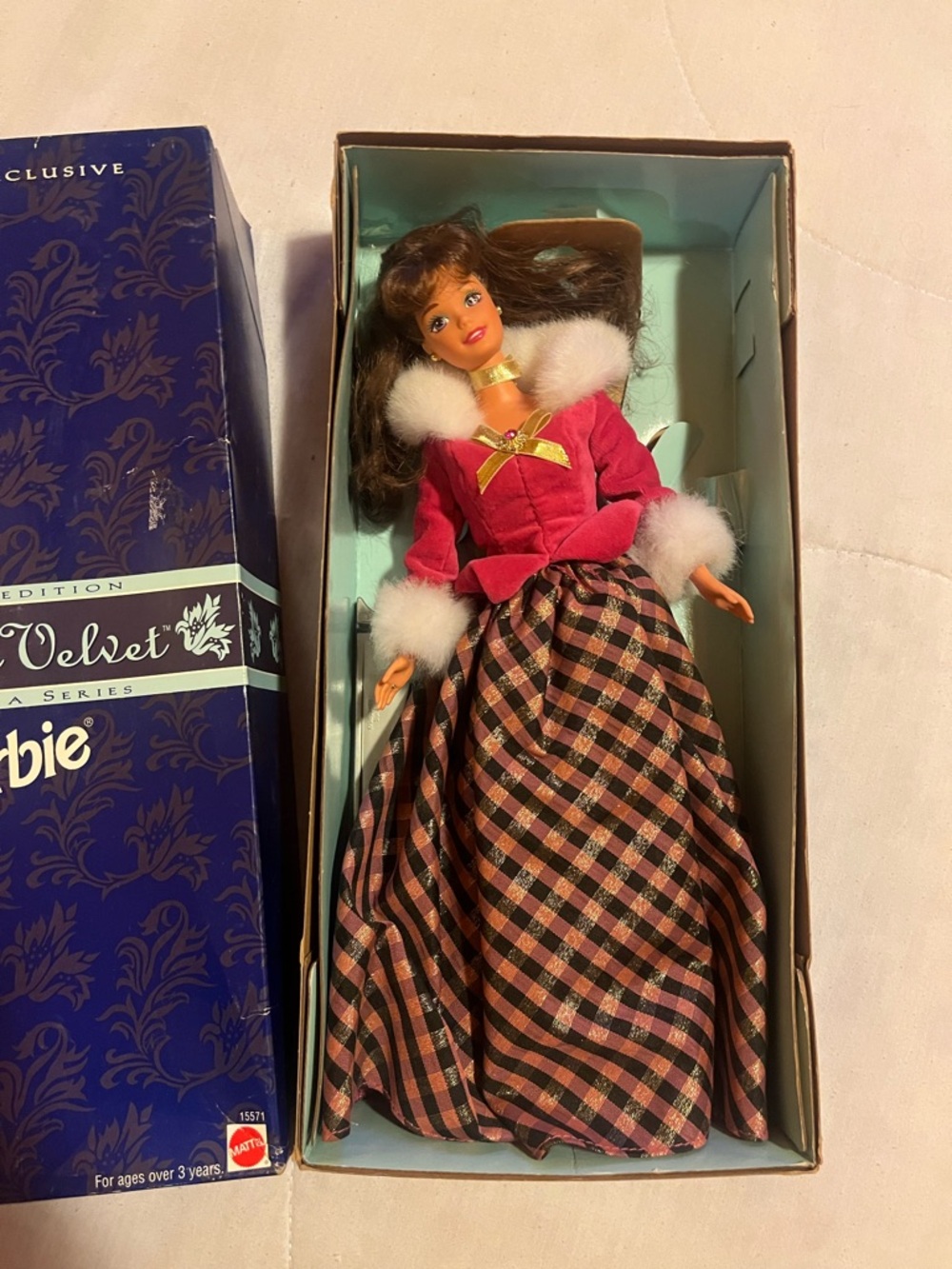 Barbie Velvet Series Doll in Pink Velvet & Plaid